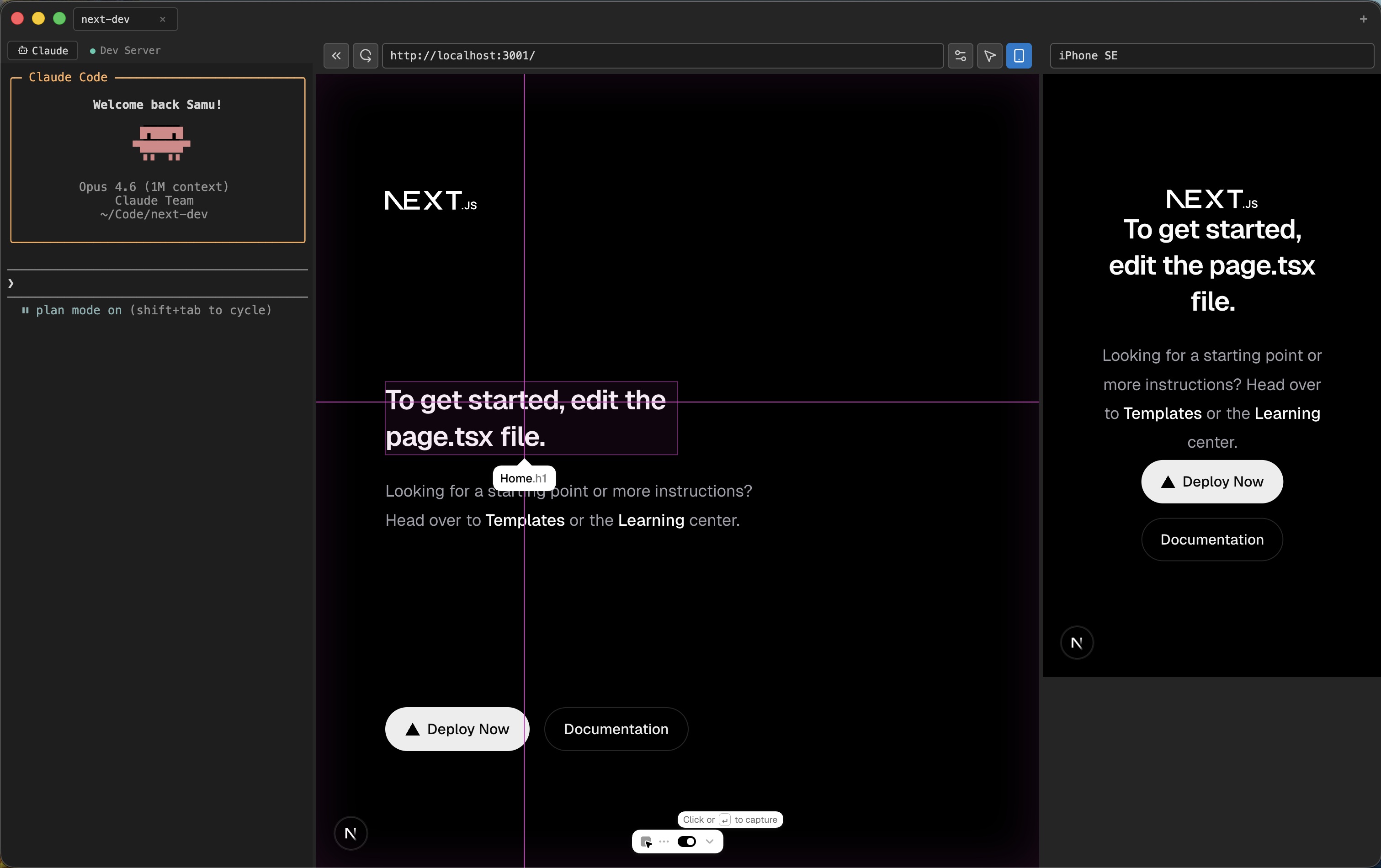 Peer app showing terminal, browser and mobile preview